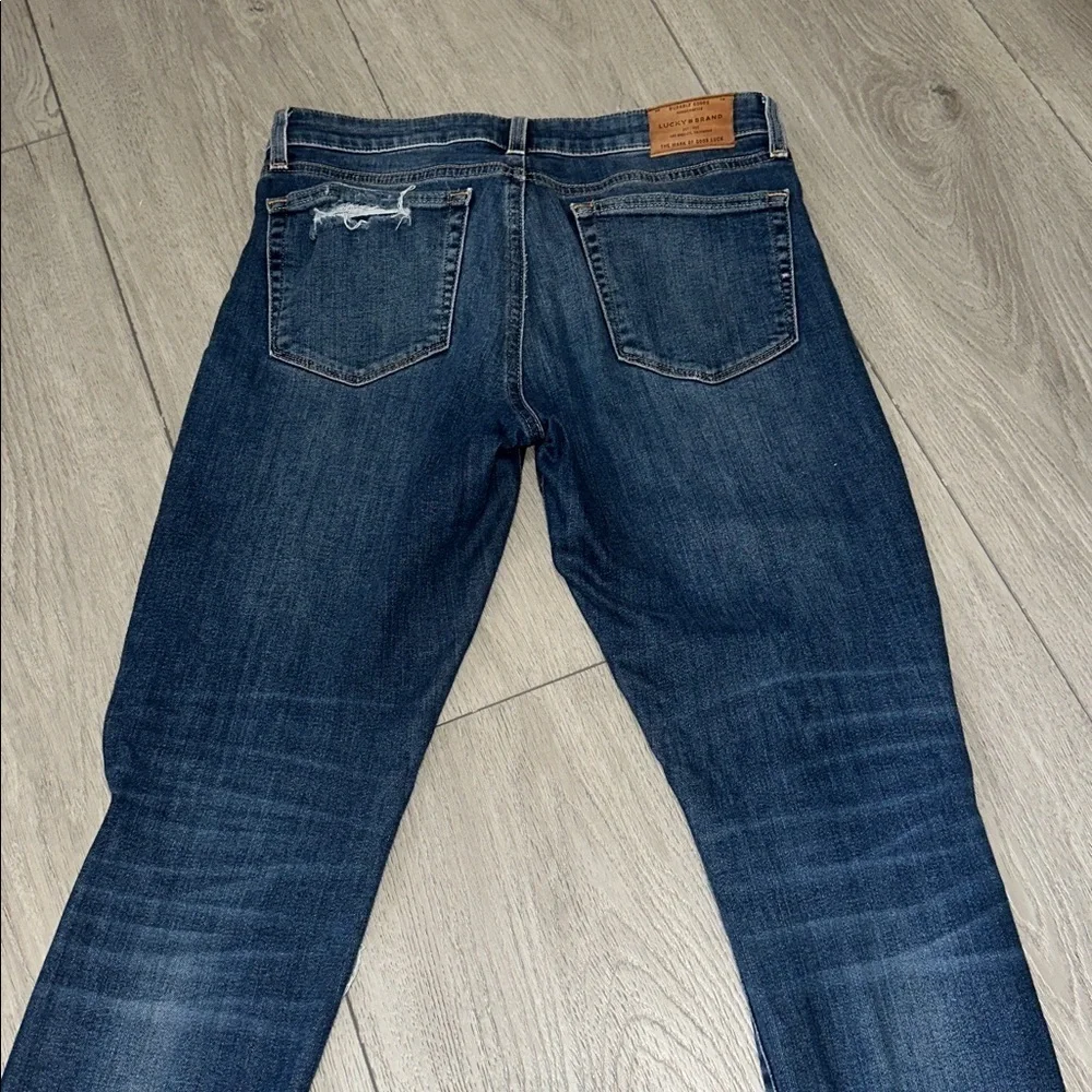 Lucky Brand Dark Blue Distressed Ankle Crop Jeans